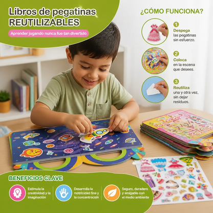Libros Montessori De Pegatinas Reutilizables Con Diferentes Temáticas