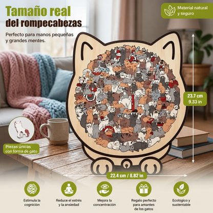 Rompecabezas De Gatos De Madera