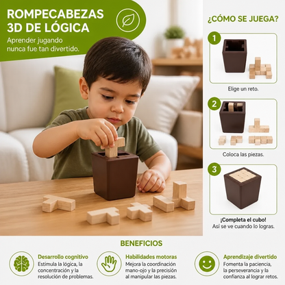 Rompecabezas 3D De Lógica Y Formas De Madera