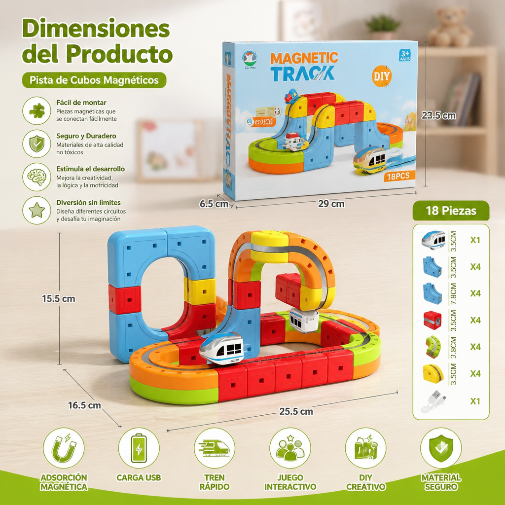 Pista de Cubos Magnéticos para Niños