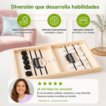 Juego de Mesa de Ajedrez con Resortera de Madera