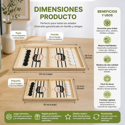 Juego de Mesa de Ajedrez con Resortera de Madera