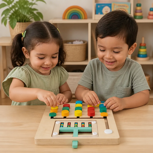 Juego de Clasificación Lógica de Cuatro Colores de Madera – Juego Montessori de Aprendizaje y Razonamiento para Niños