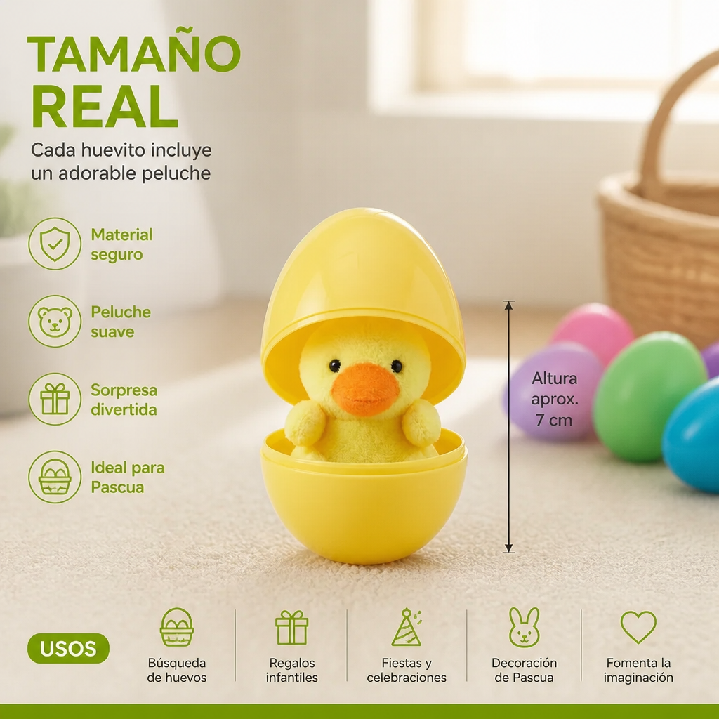 Set de Huevos de Pascua Sorpresa con Peluches – Huevos Rellenos para Niños