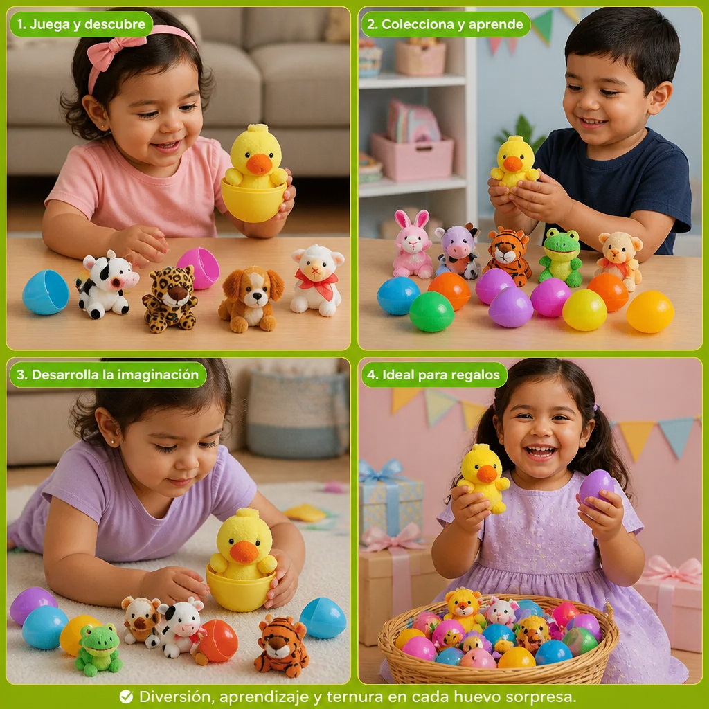 Set de Huevos de Pascua Sorpresa con Peluches – Huevos Rellenos para Niños