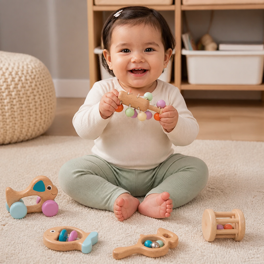 Set de Regalo de Madera para Bebés – Sonajas y Juguetes Musicales para Recién Nacidos