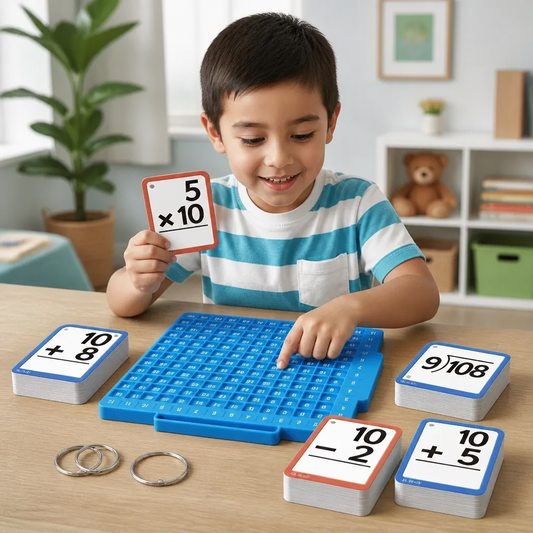 Juego de Tarjetas Educativas de Matemáticas con Tablero de Operaciones – Suma, Resta, Multiplicación y División