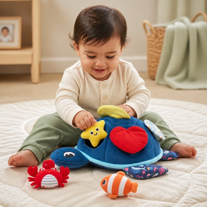 Juguete De Descubrimiento De Tortuga Montessori – Juguete Sensorial De Tela Suave Para Bebés