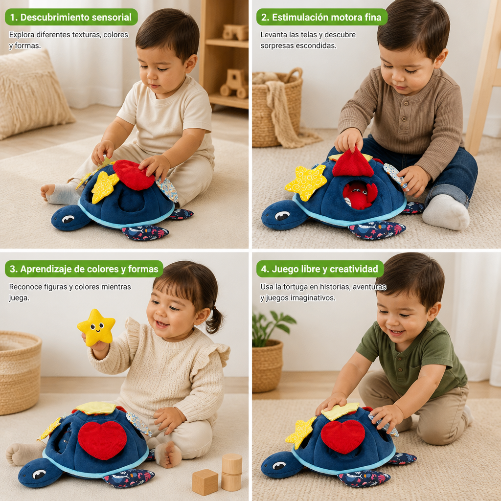 Juguete De Descubrimiento De Tortuga Montessori – Juguete Sensorial De Tela Suave Para Bebés