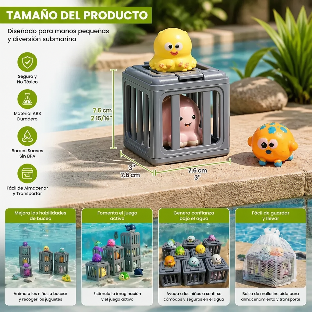 Set De Juguetes De Buceo Para Niños – Juguetes Acuáticos Para Piscina Con Caja De Almacenamiento