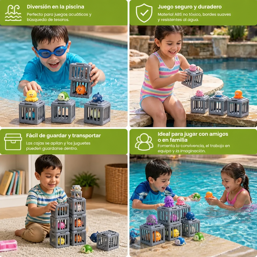 Set De Juguetes De Buceo Para Niños – Juguetes Acuáticos Para Piscina Con Caja De Almacenamiento