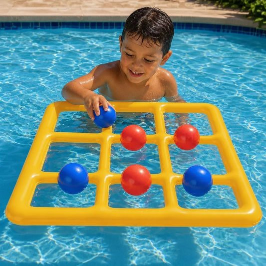 Juego Inflable De Tic-Tac-Toe Para Piscina – Juego De Fiesta Acuática Con Pelotas Y Bomba De Aire