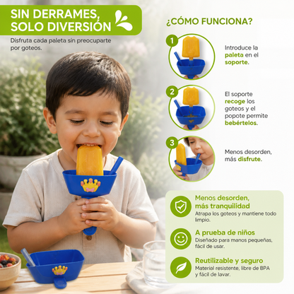 Set De 2 Sujetadores De Helado Antigoteo Para Niños – Recogedor De Helado Sin Derrames Con Popote