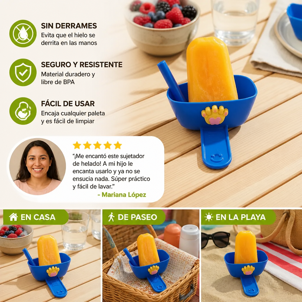 Set De 2 Sujetadores De Helado Antigoteo Para Niños – Recogedor De Helado Sin Derrames Con Popote