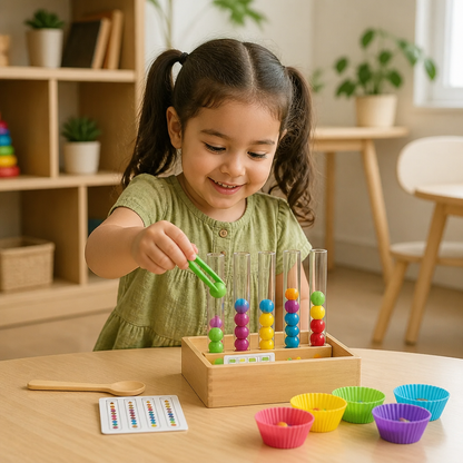 Set Montessori De Tubos De Ensayo Con Colores Y Números Para Jugar Y Aprender