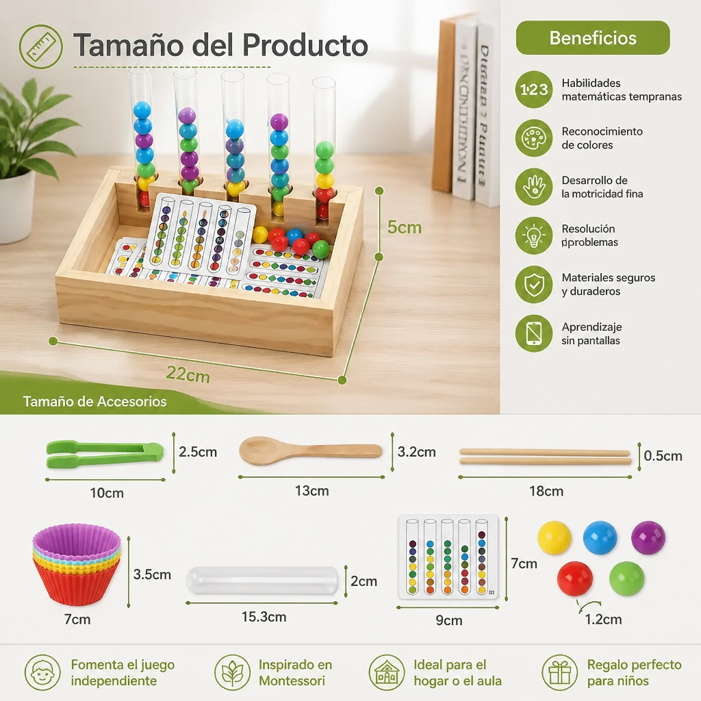 Set Montessori De Tubos De Ensayo Con Colores Y Números Para Jugar Y Aprender