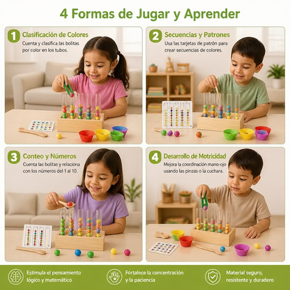 Set Montessori De Tubos De Ensayo Con Colores Y Números Para Jugar Y Aprender