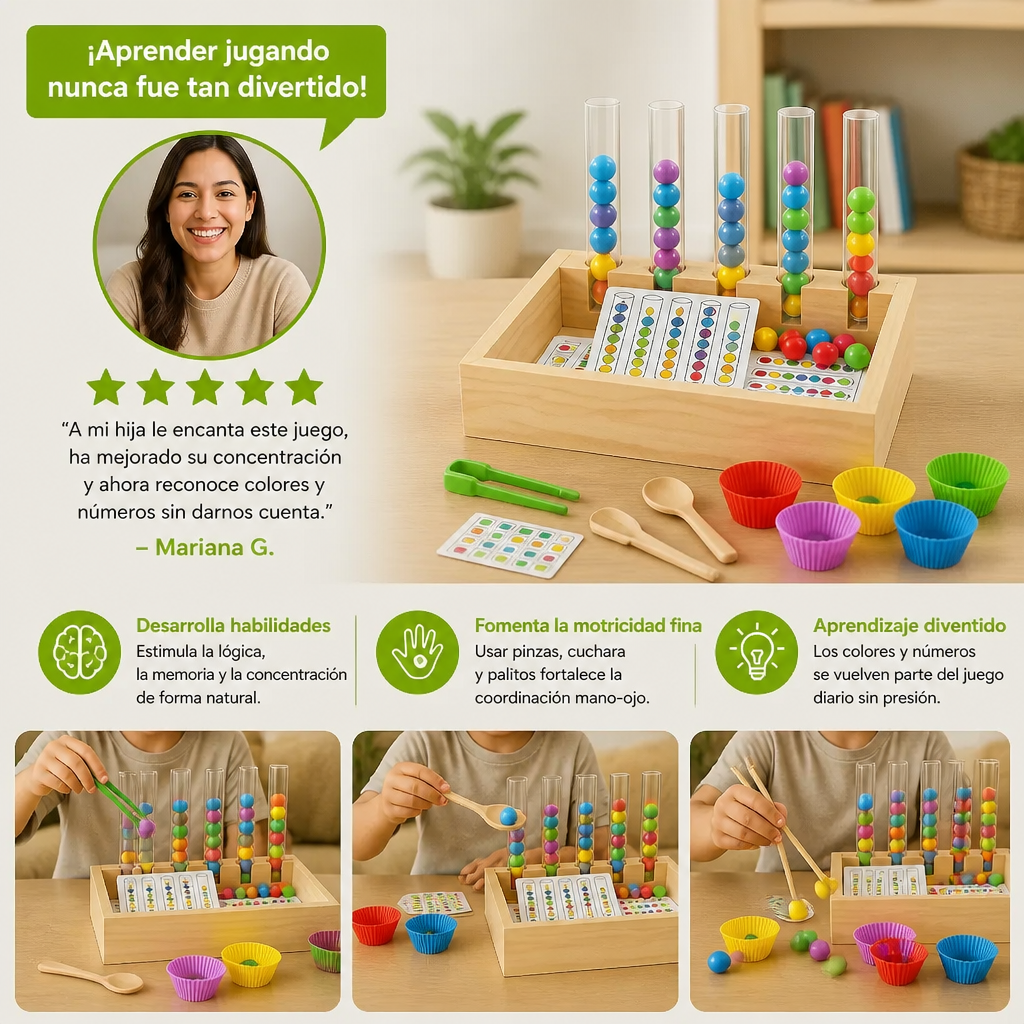 Set Montessori De Tubos De Ensayo Con Colores Y Números Para Jugar Y Aprender