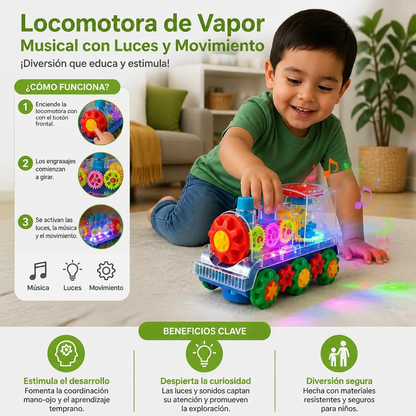 Locomotora De Vapor Musical Con Luces Y Movimiento