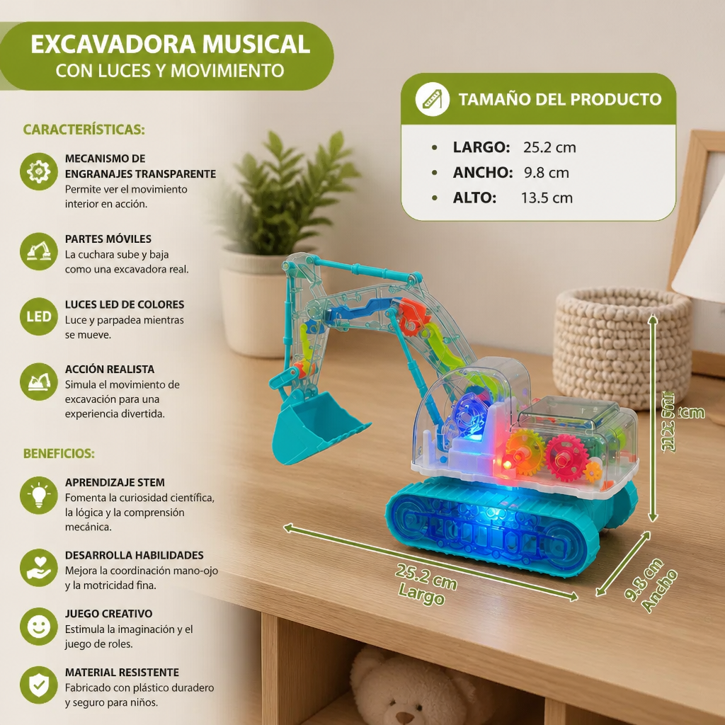 Excavadora Musical Con Luces Y Movimiento