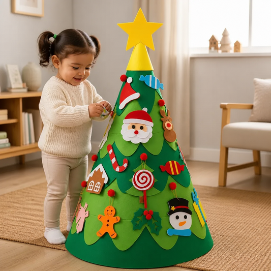 Árbol De Navidad Montessori 3D De Fieltro
