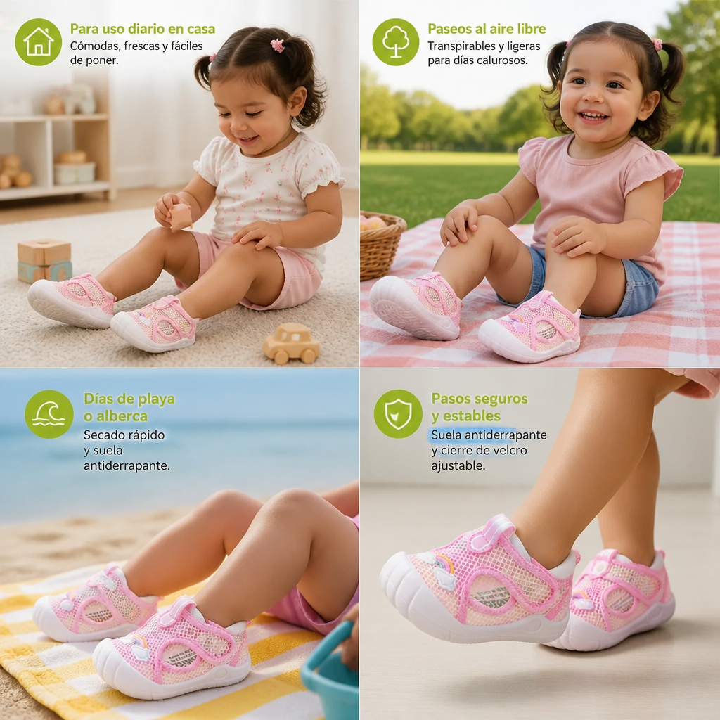 Sandalias De Verano Para Bebé Con Suela Antideslizante Y Cierre De Velcro