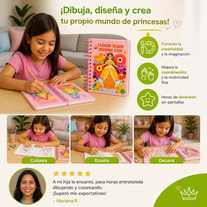 Libro de Colorear y Manualidades de Princesas