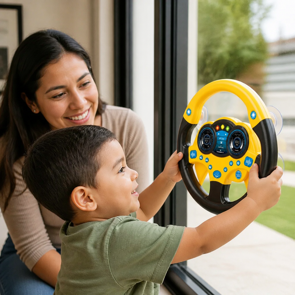 Volante De Juguete Para Niños Con Ventosa, Luces Y Sonidos