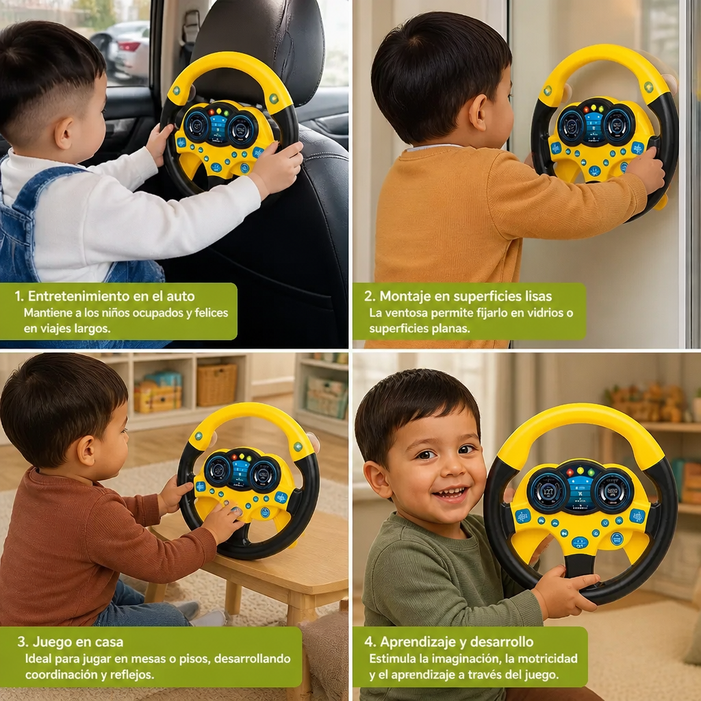 Volante De Juguete Para Niños Con Ventosa, Luces Y Sonidos
