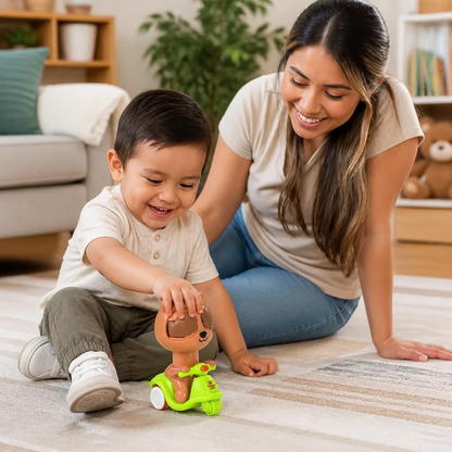 Juguete de Motocicleta de Animalito de Presionar y Soltar – Vehículo Adorable con Juego de Escondite