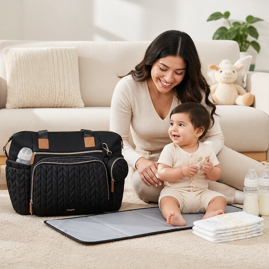 Bolsa Ligera Impermeable para Pañales – Gran Capacidad con Cambiador y Estuche para Chupón