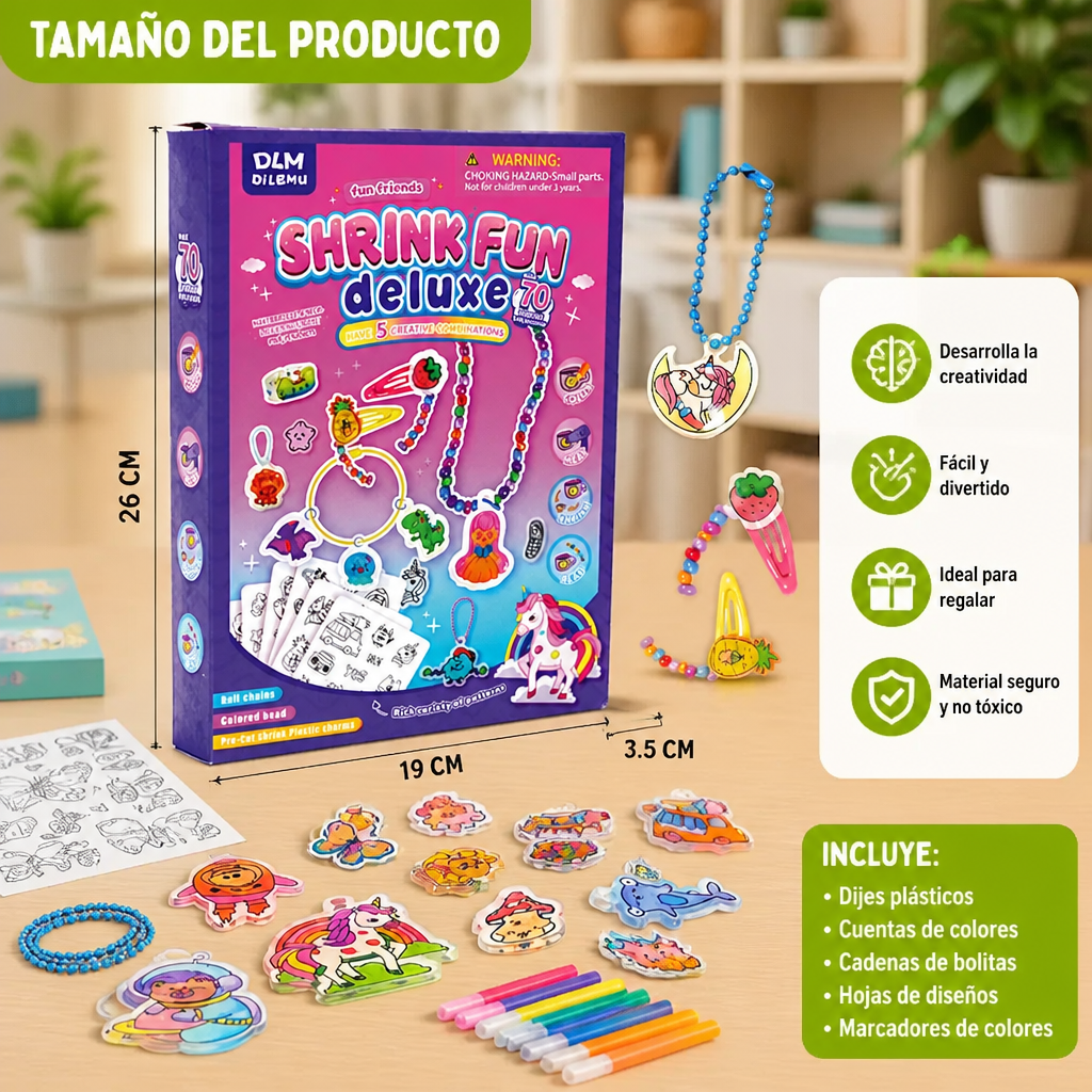 Kit DIY de Arte con Plástico Encogible para Llaveros y Dijes para Niños