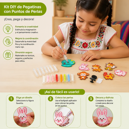 Kit DIY de Pegatinas con Puntos de Perlas para Manualidades de Niños