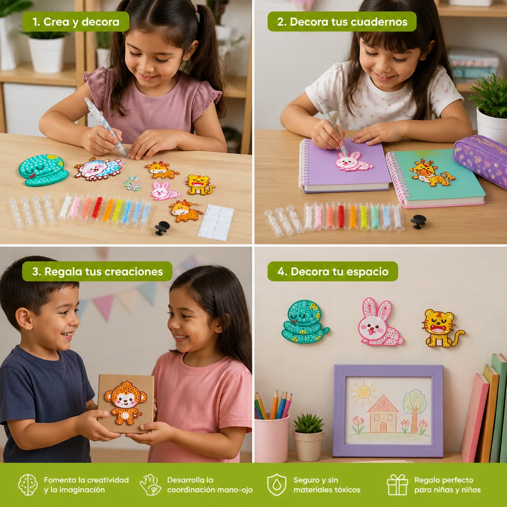 Kit DIY de Pegatinas con Puntos de Perlas para Manualidades de Niños