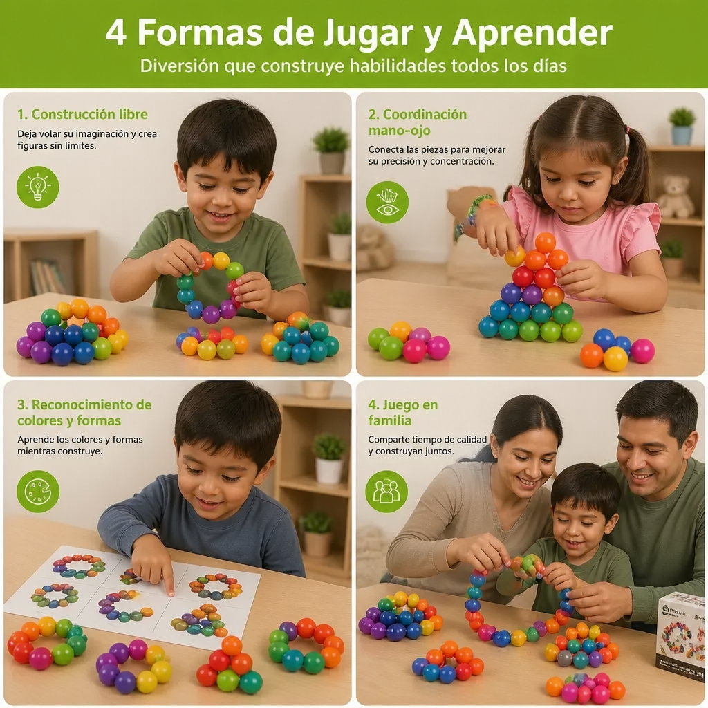 Set de Construcción de Bolas 3D Coloridas – Juguete Educativo de Construcción Creativa y Motricidad Fina para Niños
