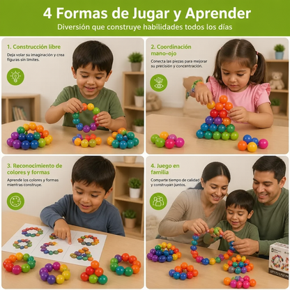 Set de Construcción de Bolas 3D Coloridas – Juguete Educativo de Construcción Creativa y Motricidad Fina para Niños