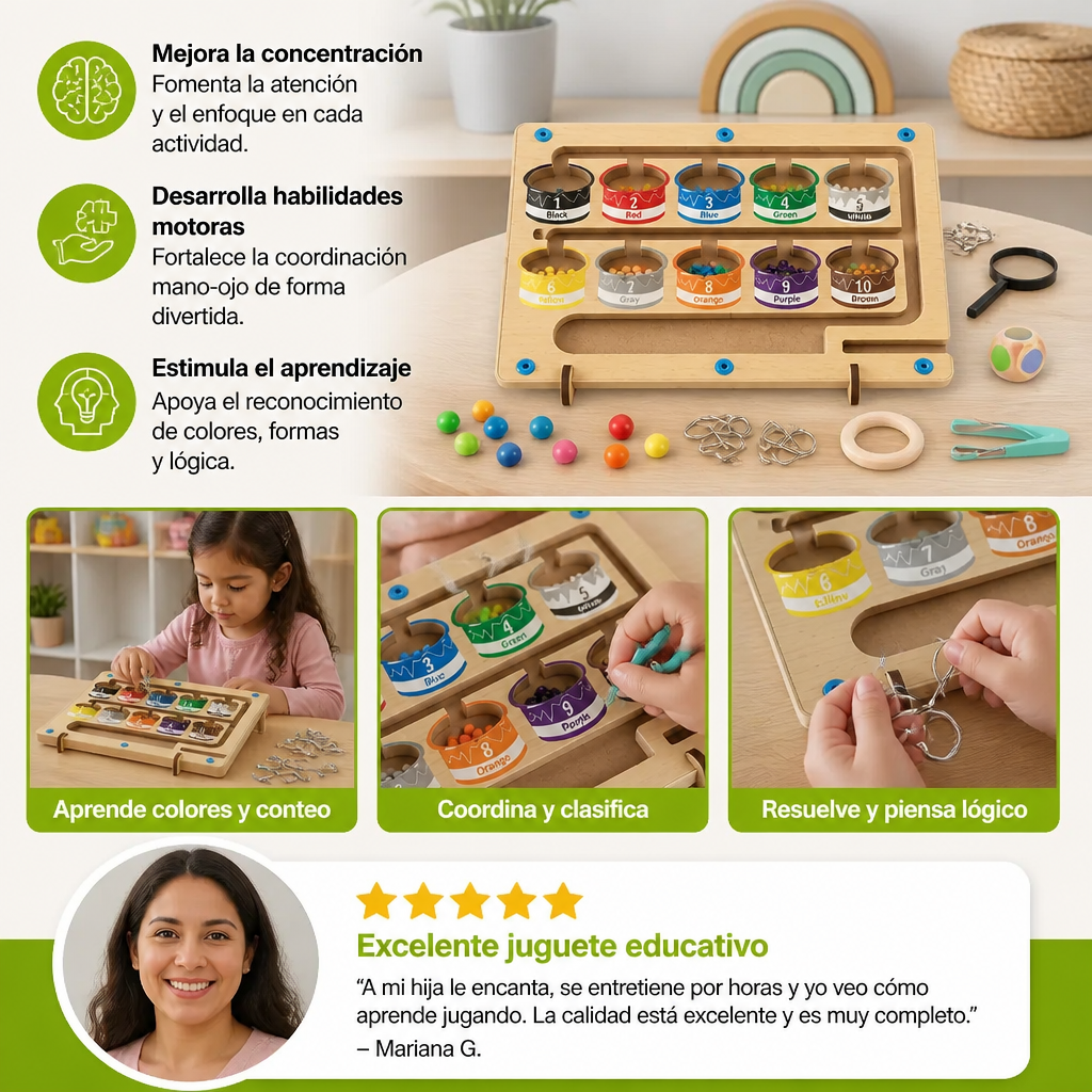 Set de 3 Rompecabezas Montessori de Juego y Desarrollo para Niños