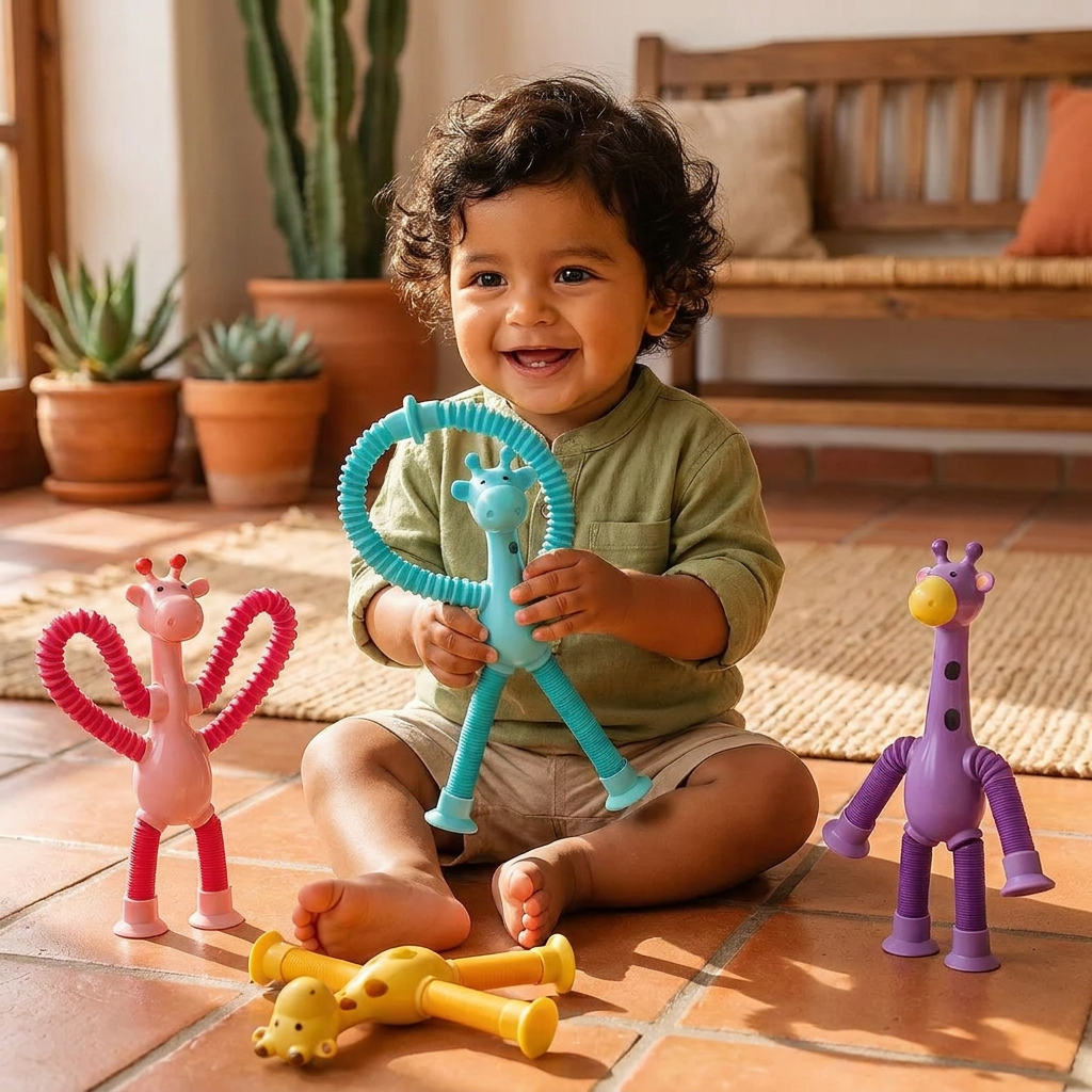 Juguete Sensorial de Jirafa con Ventosa para Bebés