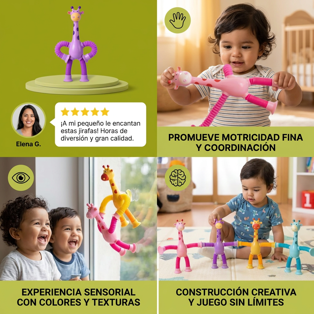 Juguete Sensorial de Jirafa con Ventosa para Bebés