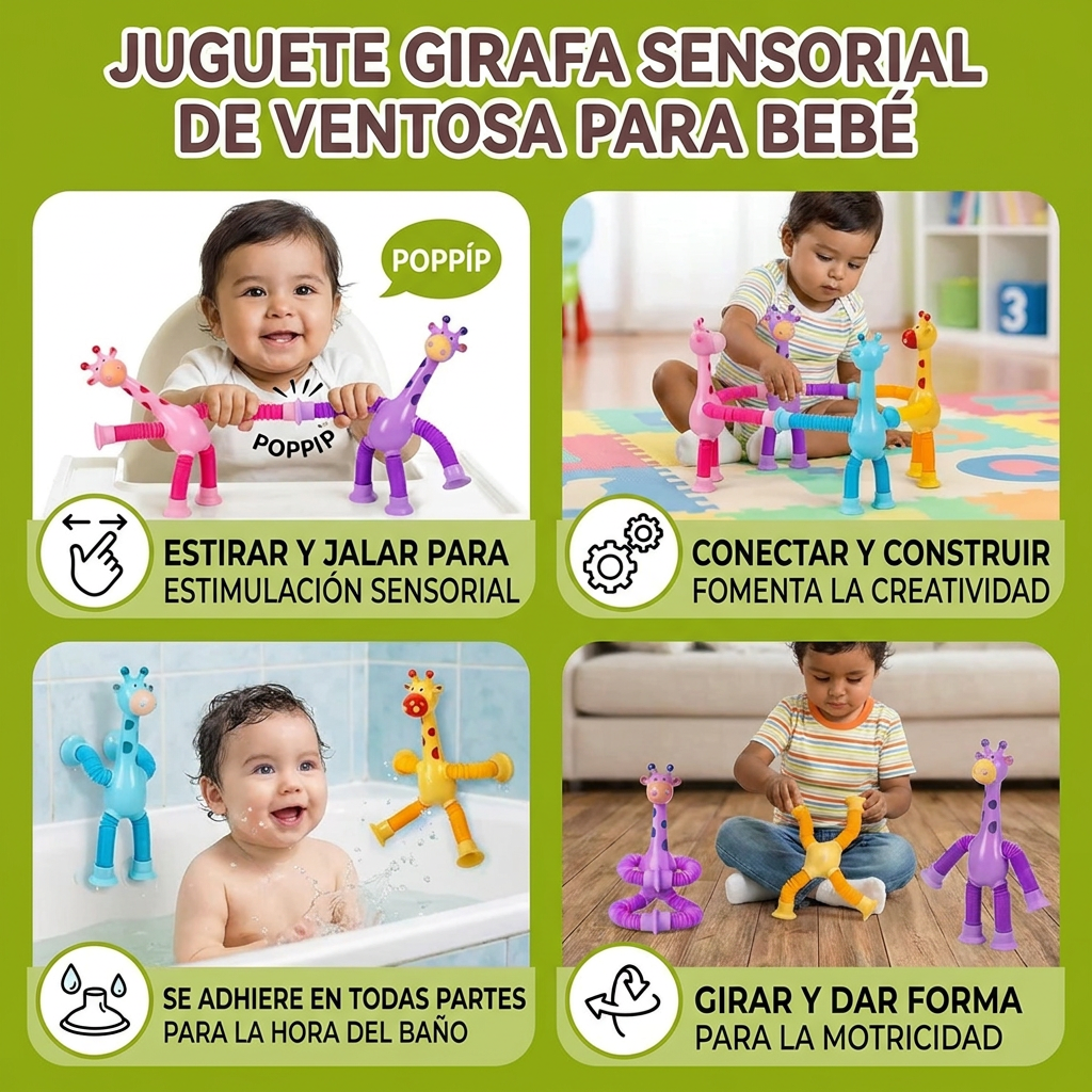 Juguete Sensorial de Jirafa con Ventosa para Bebés