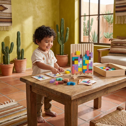 Juego Montessori De Bloques Y Formas De Madera