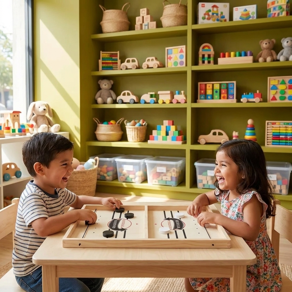 Juego de Mesa de Ajedrez con Resortera de Madera