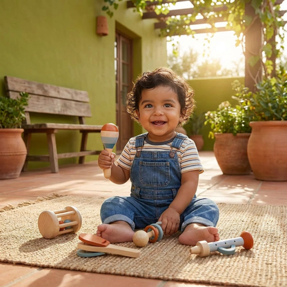 Set De Instrumentos Musicales De Madera Montessori Para Bebés – Juguete Sensorial Y De Sonajero De 5 Piezas