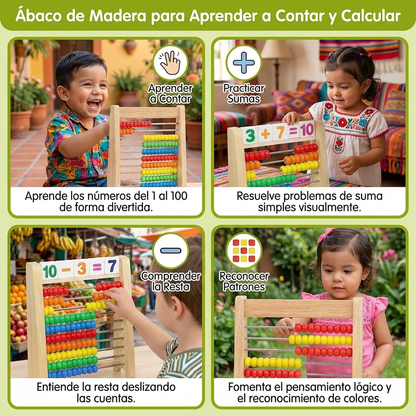 Ábaco De Madera Para Aprender A Contar Y Hacer Cálculos