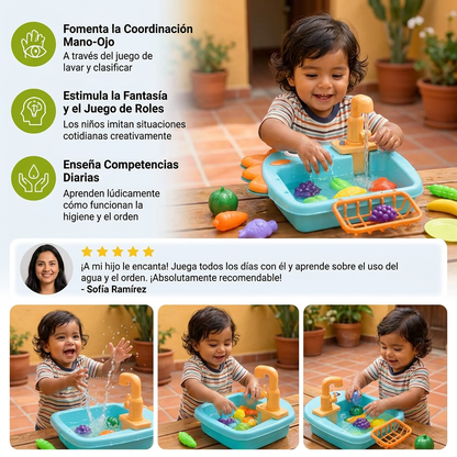 Juguete de Fregadero Infantil de Juego de Roles con Grifo y Diseño de Dinosaurio