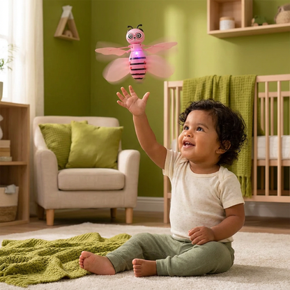 Juguete de abeja voladora controlado con la mano, con sensor de movimiento y luces LED