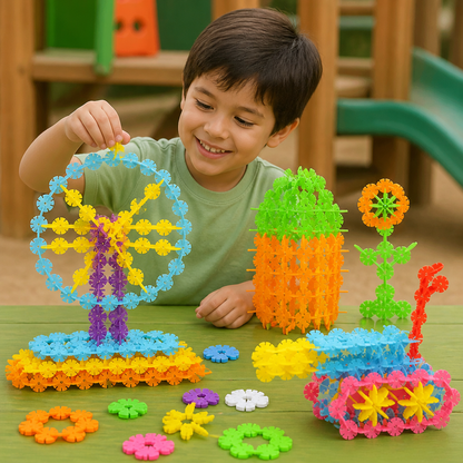 Bloques de Construcción Montessori con Forma de Copo de Nieve