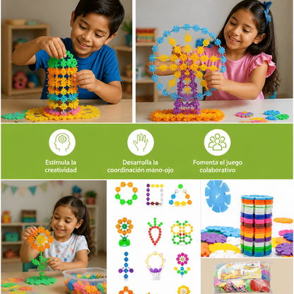 Bloques de Construcción Montessori con Forma de Copo de Nieve