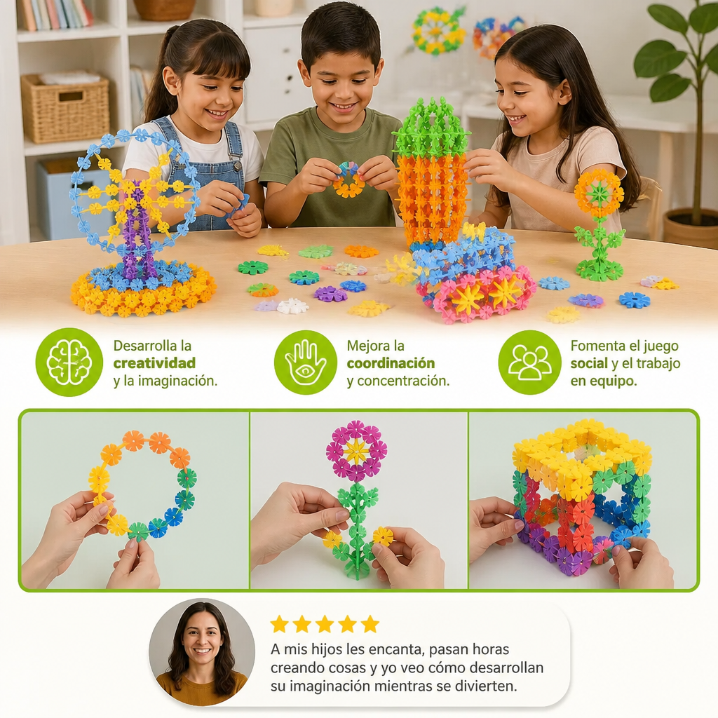 Bloques de Construcción Montessori con Forma de Copo de Nieve
