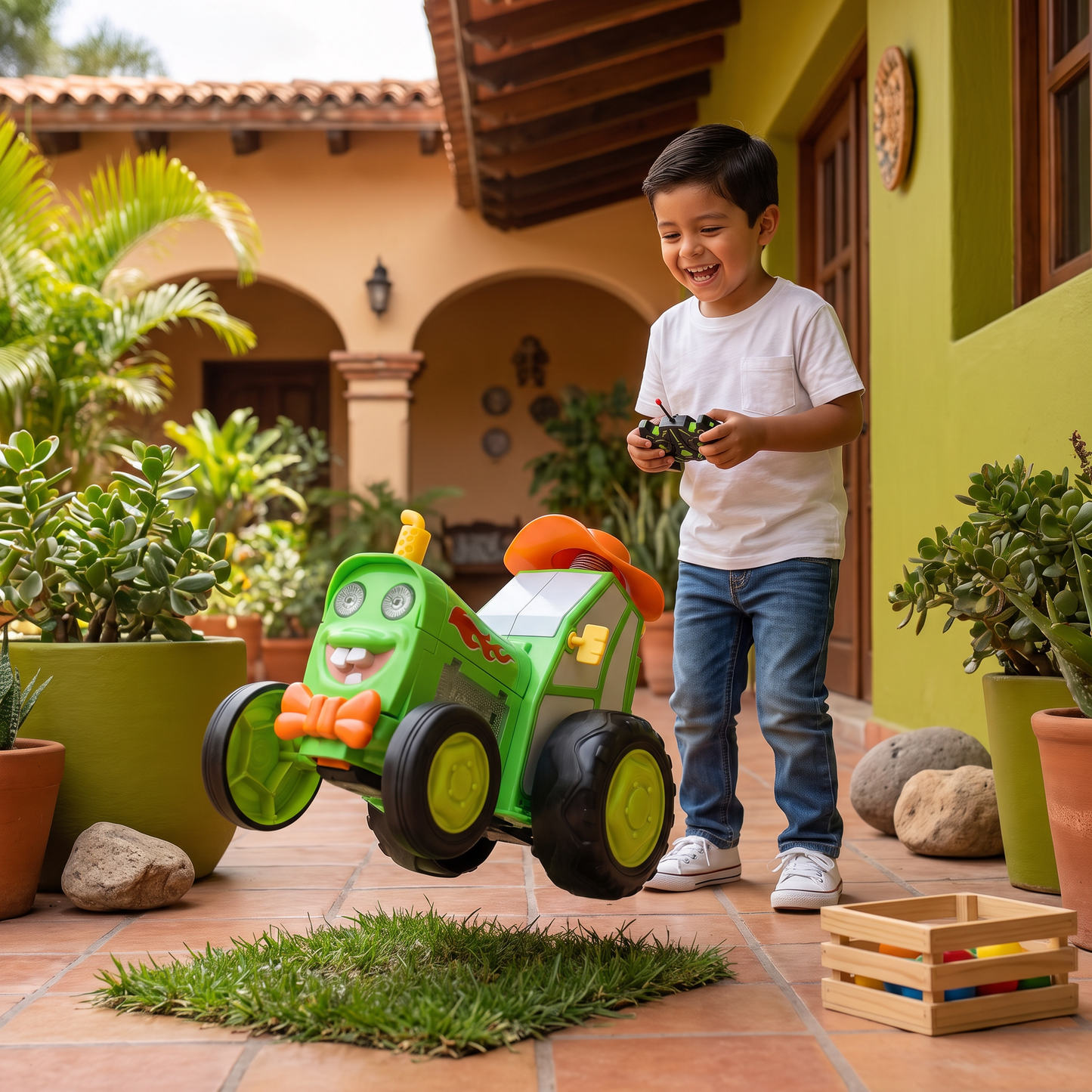 Tractor de juguete para niños con movimiento saltarín